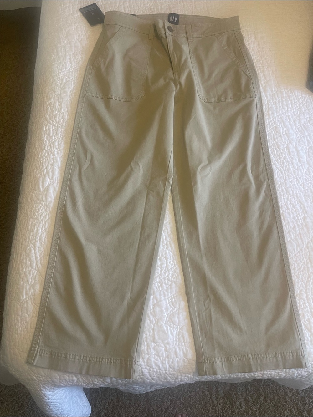 GAP Olive-Tan Straight Leg Cropped Pants